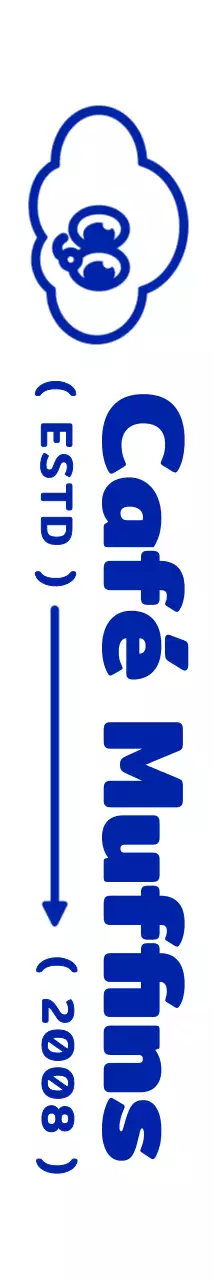 Illustration simple et mignonne d'un cupcake en bleu marine avec un logo emblématique de type café.