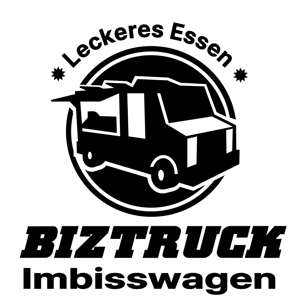 Food-Truck-Konzept mit einer einfachen schwarzen LKW-Illustration Logo