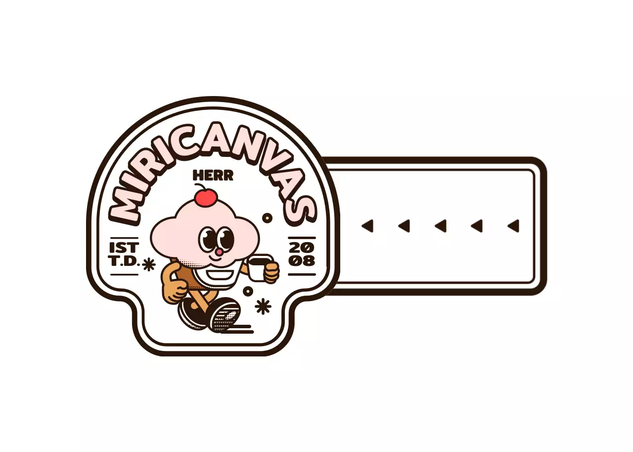 Niedliche rosa und braunen runden Cupcake Charakter Logo-Stil für ein Cafe