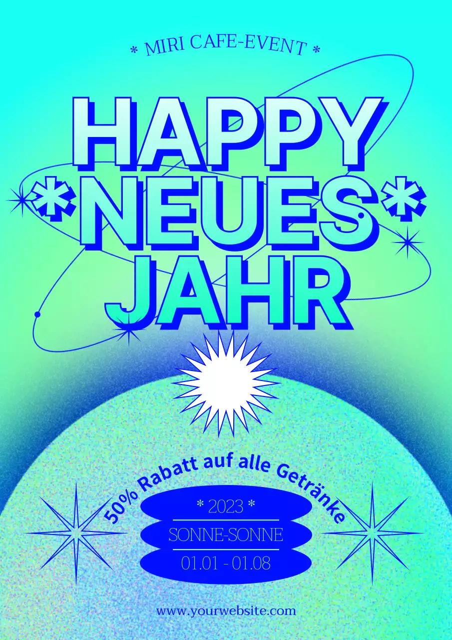 Neujahrsposter mit Farbverlauf in Hellblau und Chartreuse