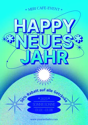 Neujahrsposter mit Farbverlauf in Hellblau und Chartreuse