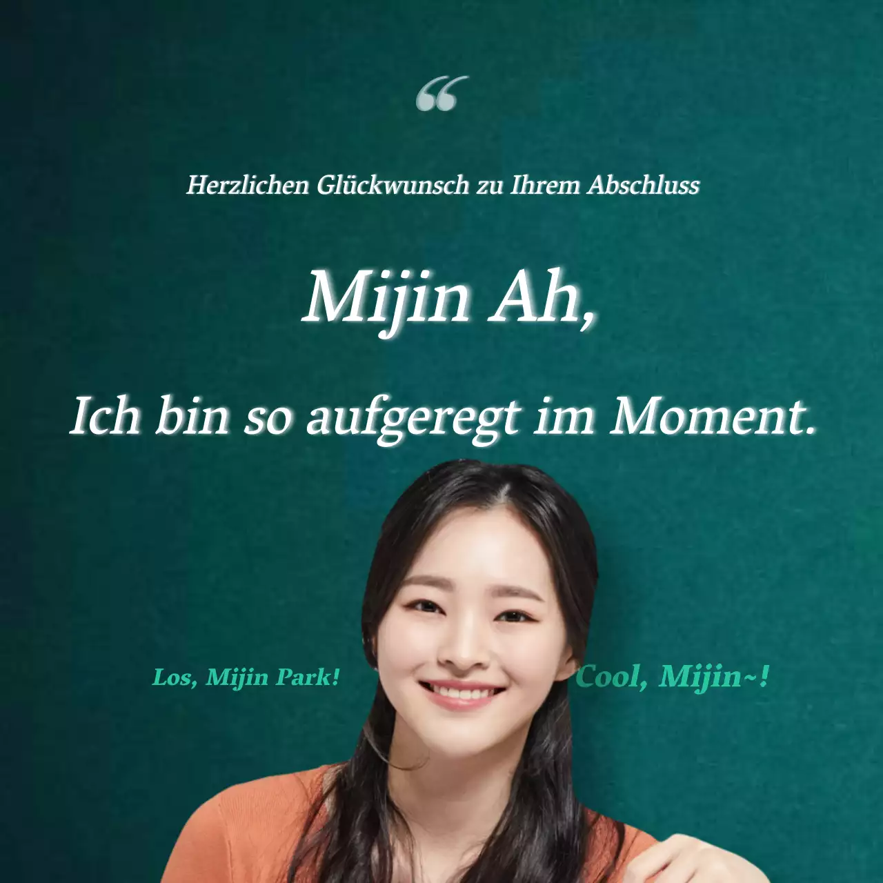 Klassischer Schriftzug für die Abschlussfeier in einem grünen Farbverlauf