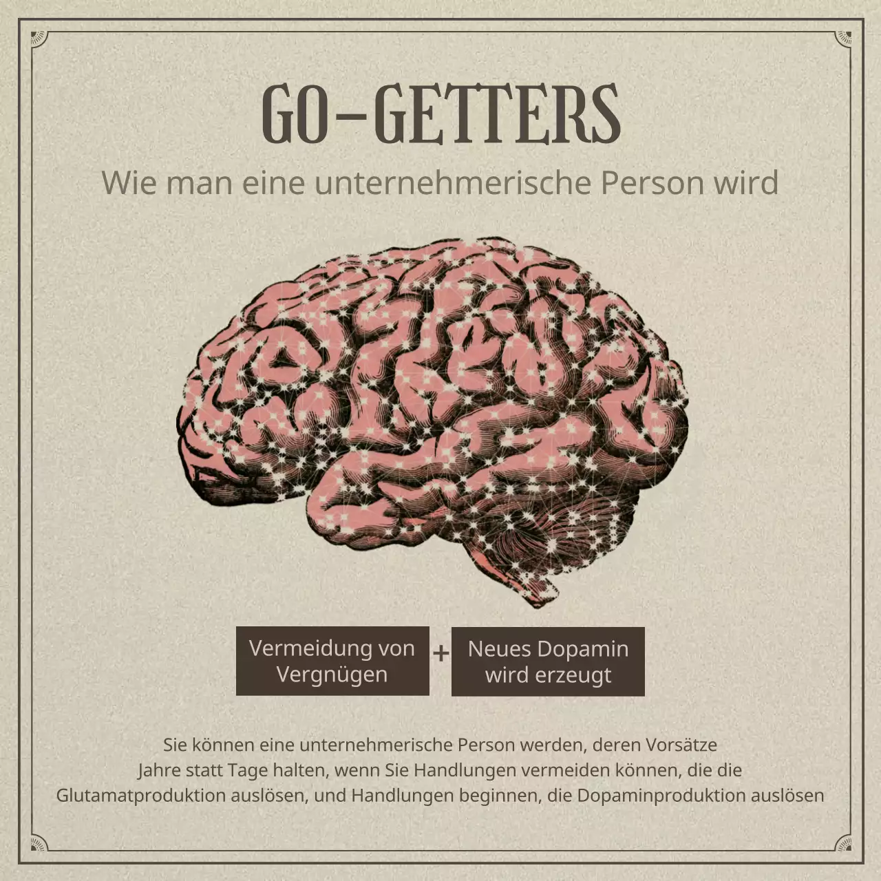 Neurowissenschaft und Faulheit in einem beigen, realistischen Illustrationskonzept