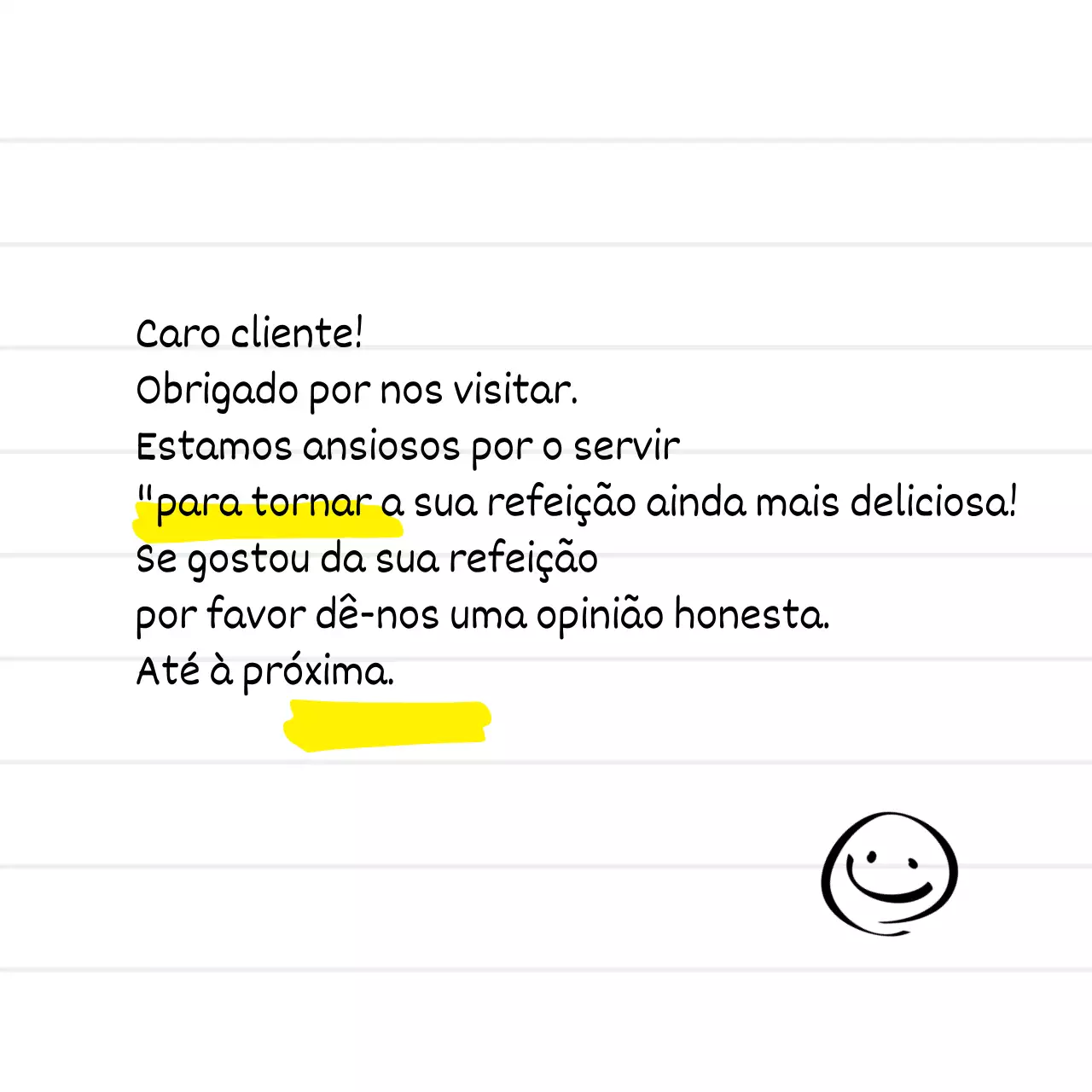 Nota de entrega para uma loja com caligrafia torta num conceito de nota limpa a branco e preto