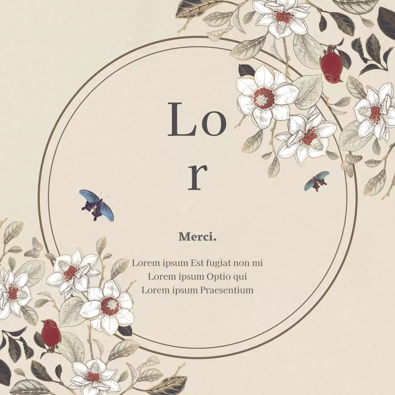 Un simple message de remerciement Obon avec un concept oriental beige