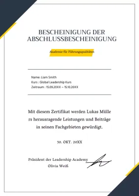 Saubere marineblaue und gelbe Ausbildungsnachweise