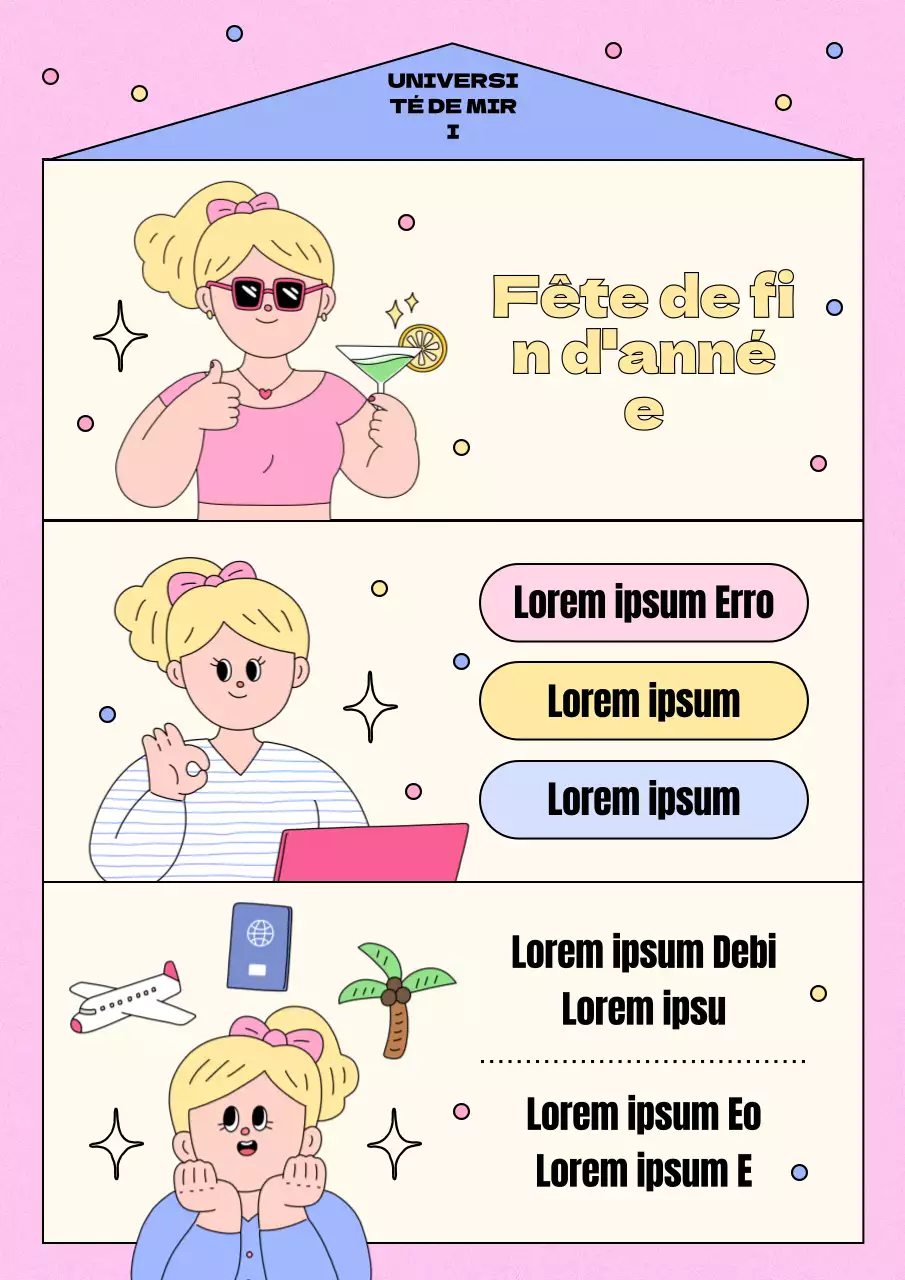 Fête de fin d'année d'un collège de filles roses et jaunes