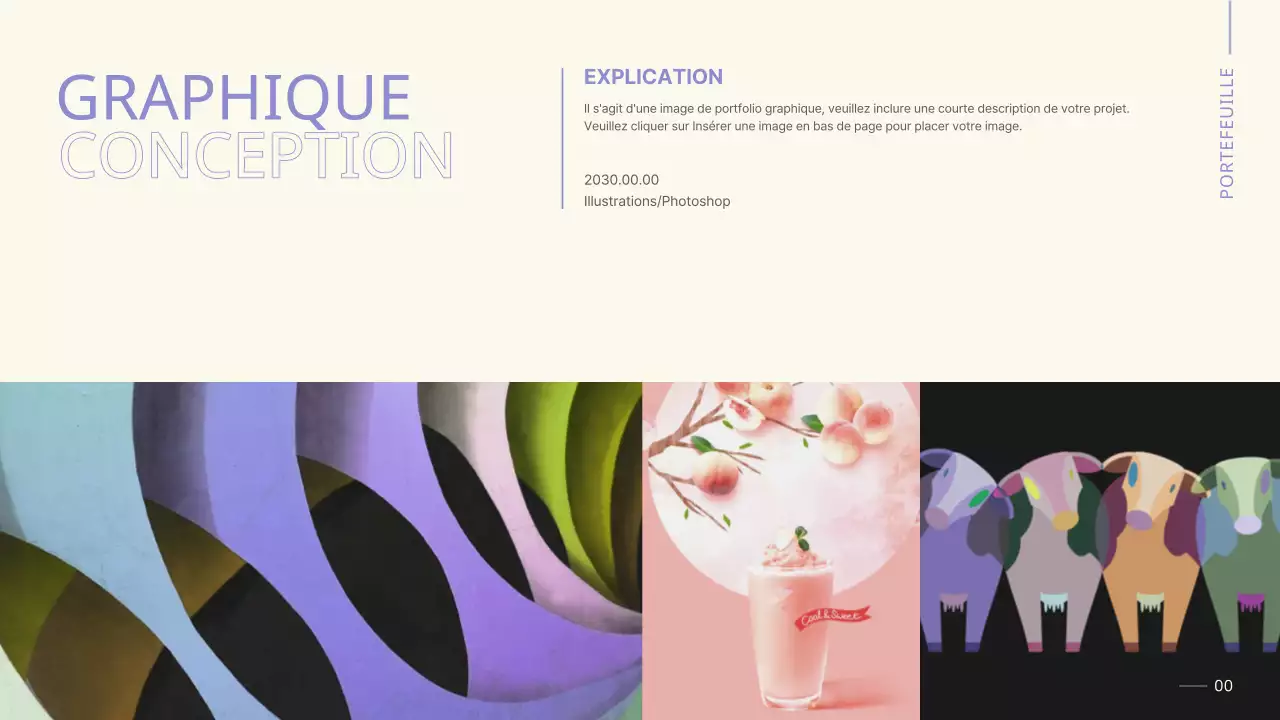 Un portfolio épuré, mauve et beige, pour la préparation à l'emploi d'un étudiant.