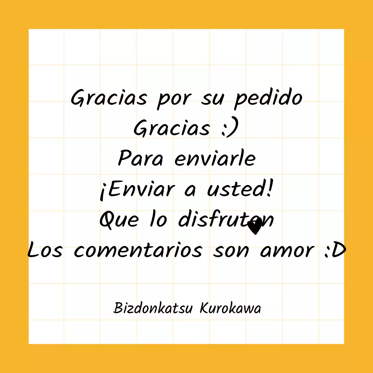 Naranja Para un concept store con letras manuscritas en una cuadrícula ordenada.