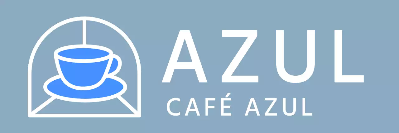 Diseño de delantal a rayas de cafetería con ilustración de taza de café azul