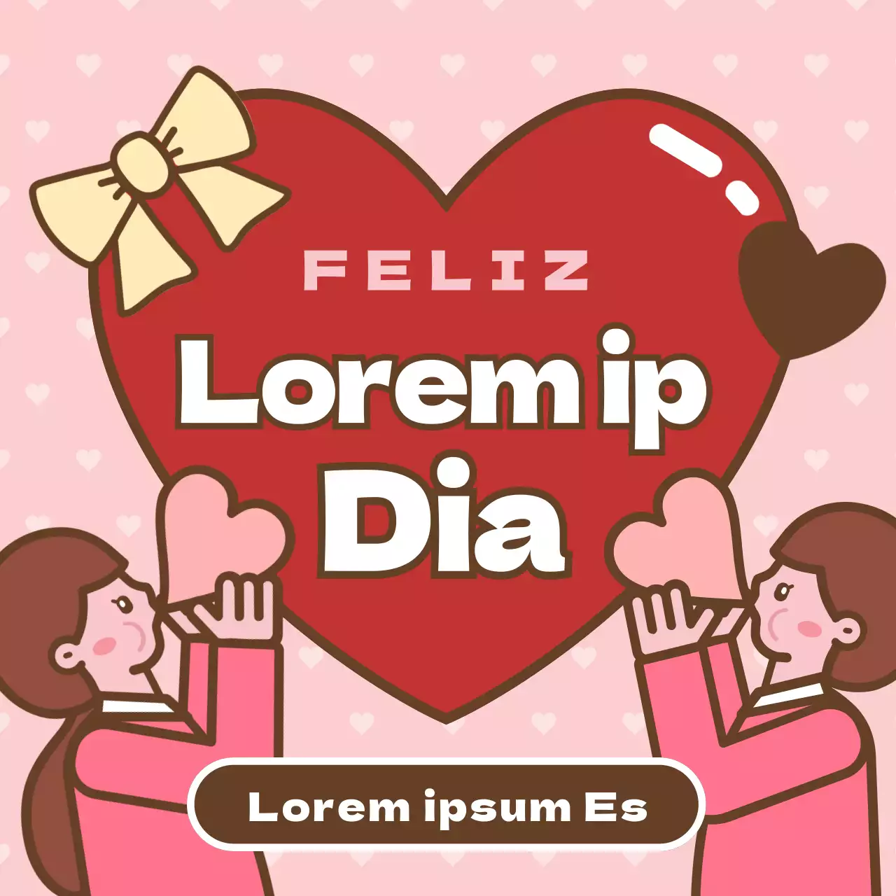 Dia dos Namorados com bonitas ilustrações cor-de-rosa e corações