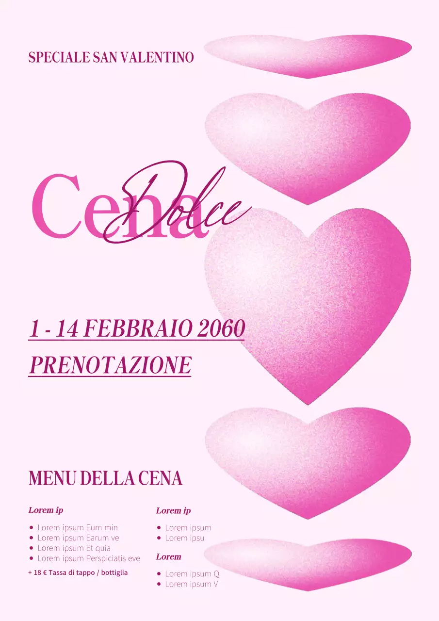 Una promozione rosa e grafica per il ristorante di San Valentino
