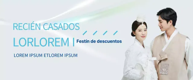Banner de venta de electrodomésticos de verano para recién casados en azul y azul claro
