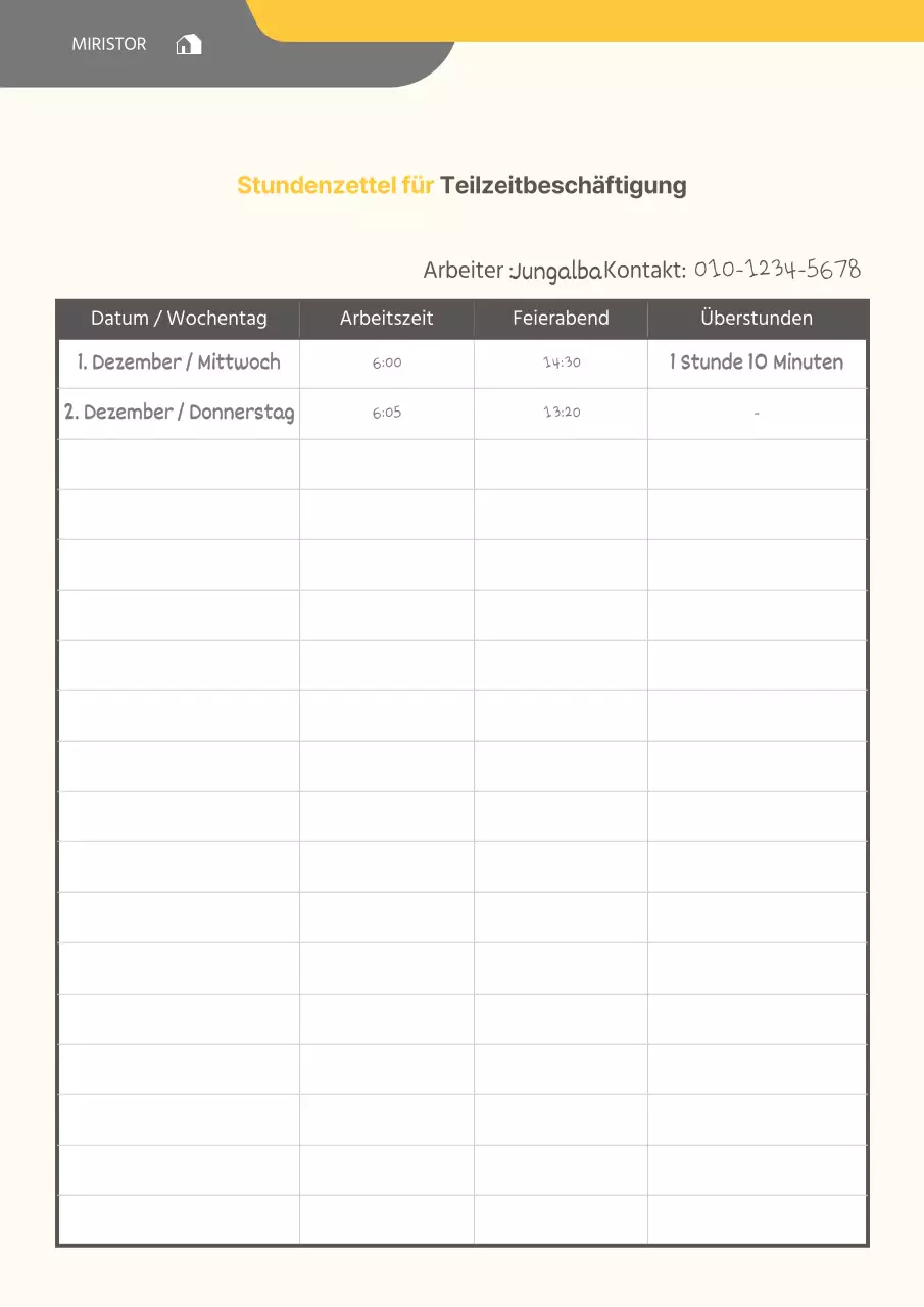 Ein einfacher gelber und grauer Fahrplan