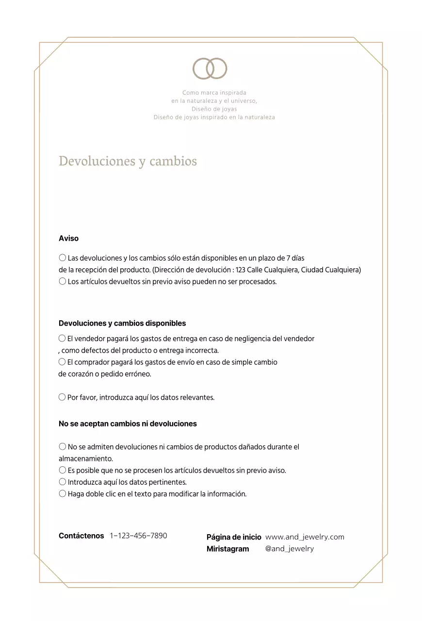 Postal Guía de compra de joyería de lujo beige