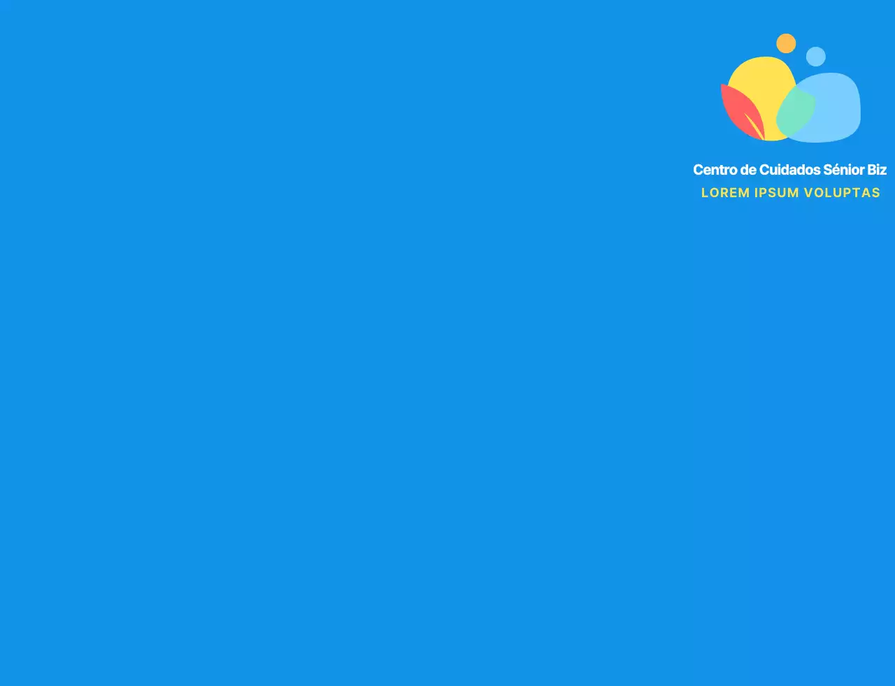 Logótipo de símbolo humano simples e arredondado com combinações de cores azuis e coloridas para o pessoal do centro de cuidados