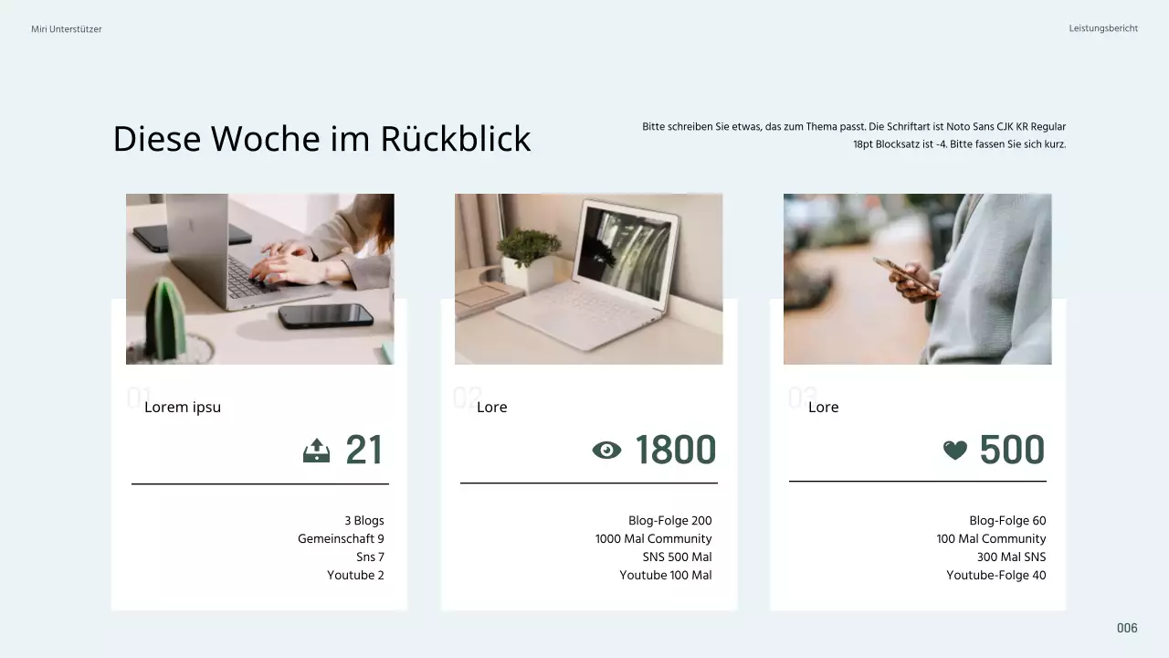 Einfaches, hellblaues Unterstützer-Aktivitätsprotokoll