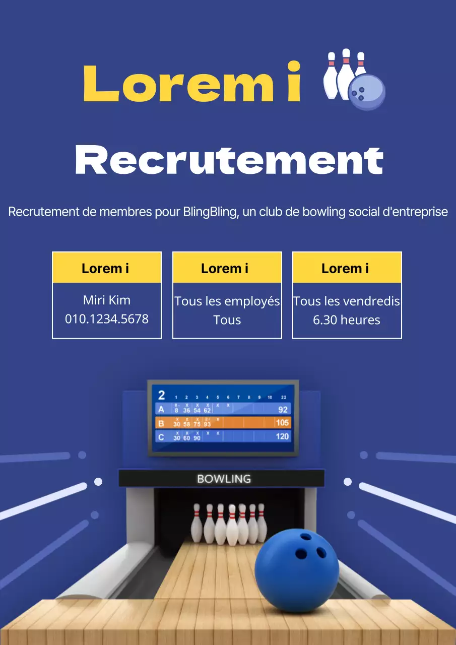 Illustration bleue et jaune d'un avis de recrutement d'un club d'entreprise