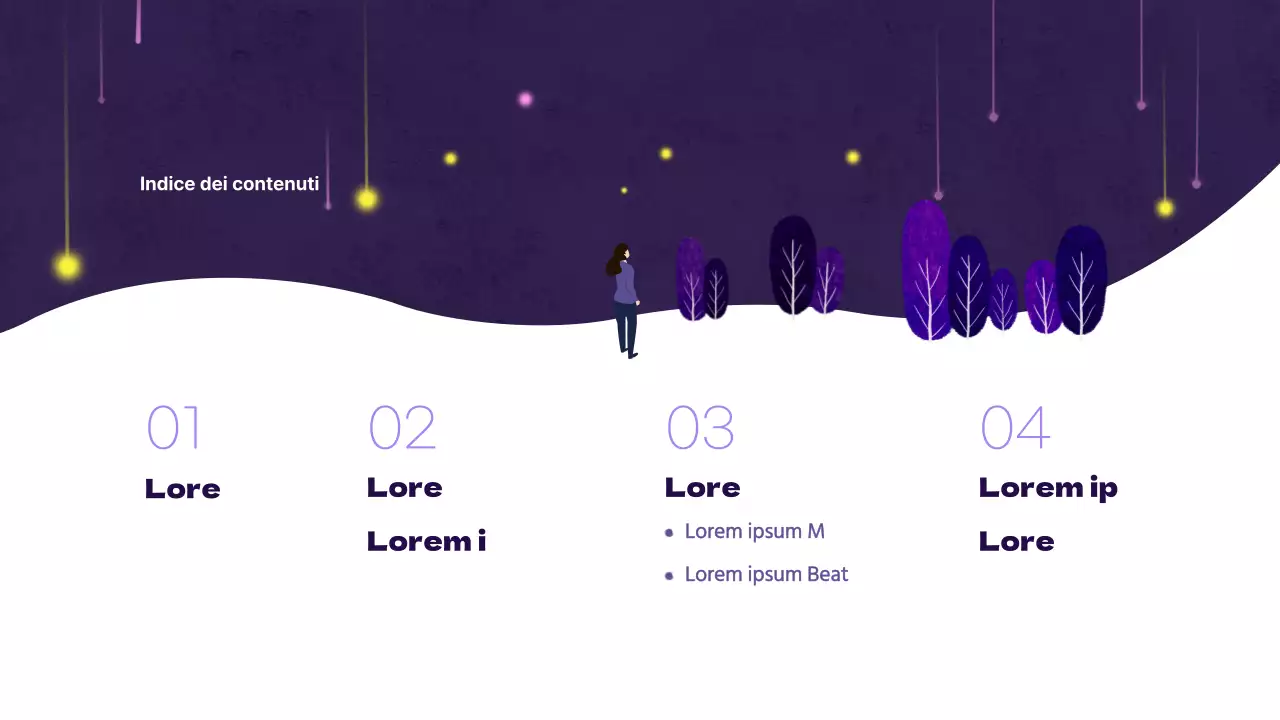 Proposta musicale creativa con sfondo viola e abbellimenti di stelle