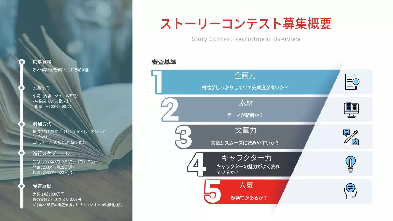 赤 モダン コンテスト 企画書 インフォグラフィック