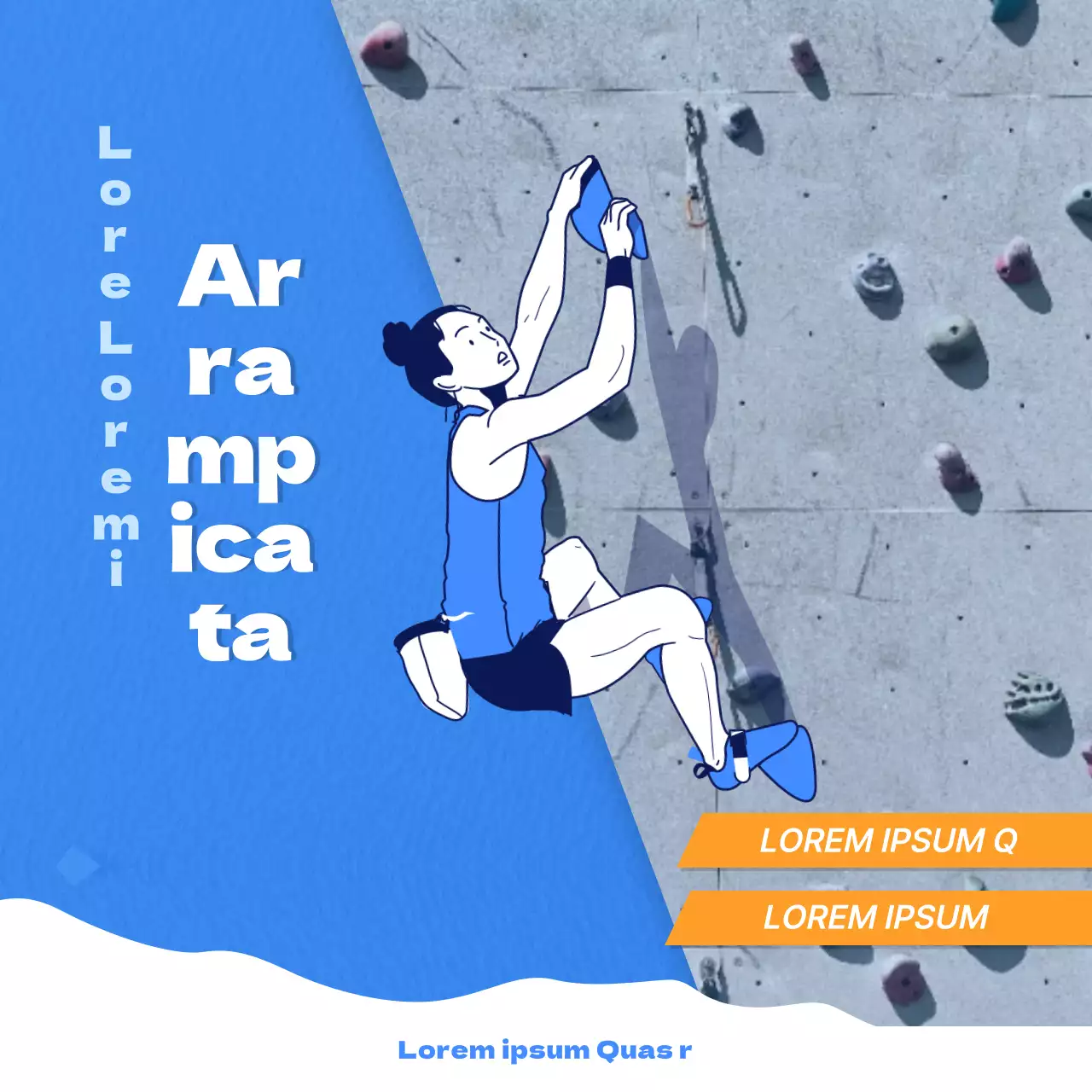 Cartolina per l'arrampicata sportiva fresca e dinamica in arancione con sfondo bluNews