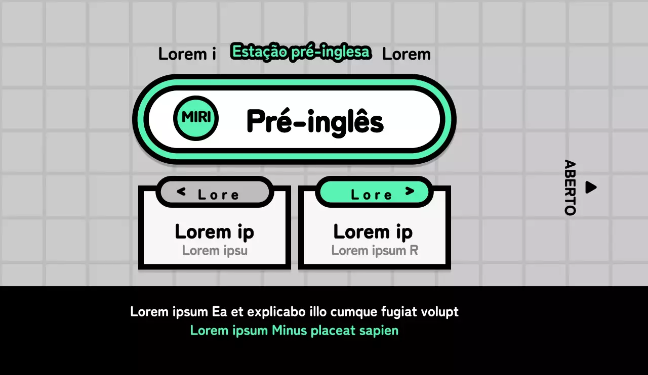 Conceito giro de sinalética de metro verde-limão e preta para promover e informar as escolas de inglês