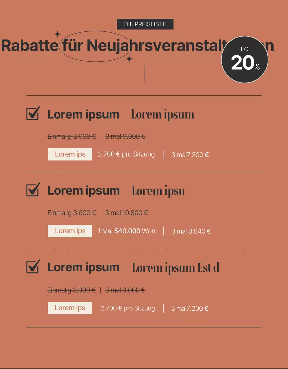 Werbung für dermatologische kosmetische Verfahren in Braun und Schwarz.