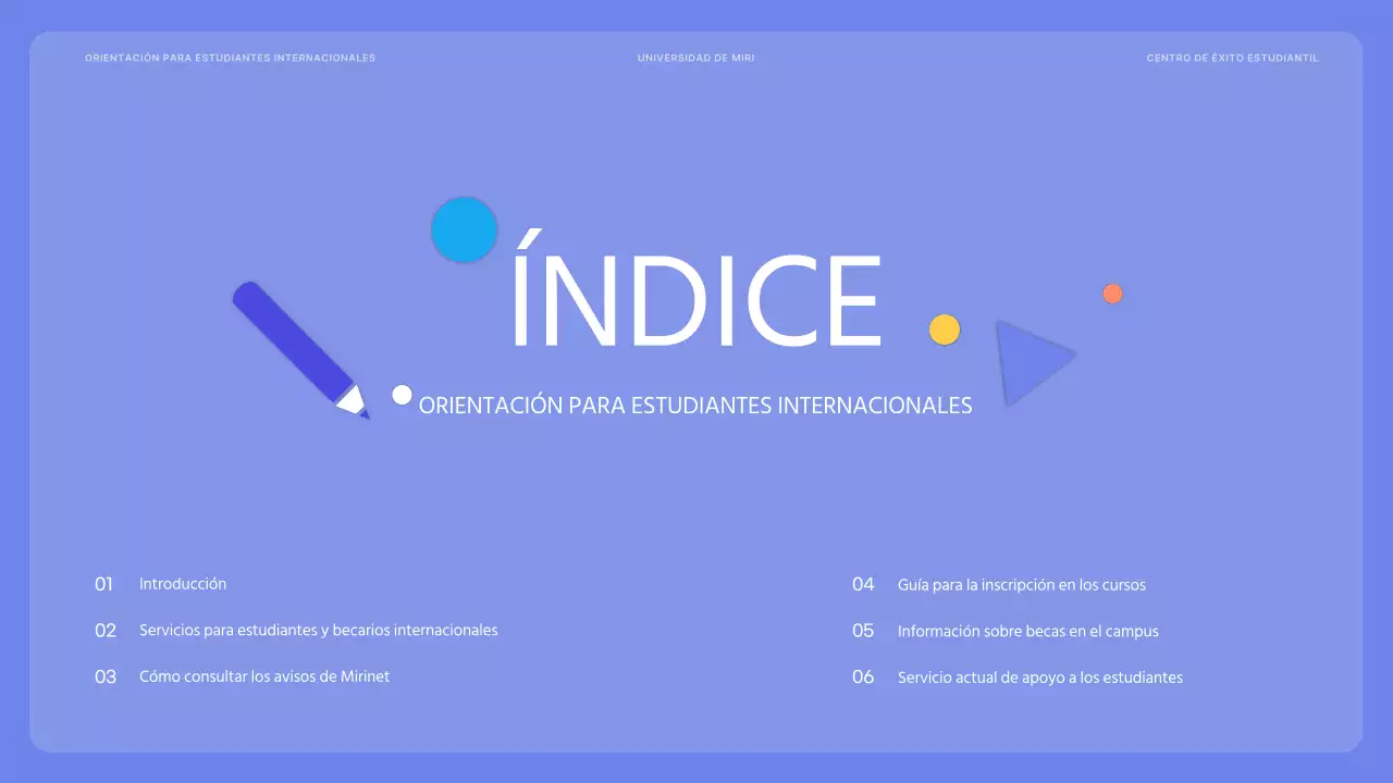 Orientación para estudiantes internacionales en malva y vibrante