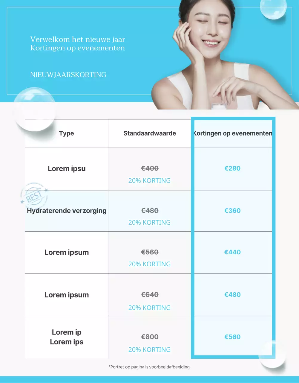 Promoot moderne dermatologie in lichtblauw en wit