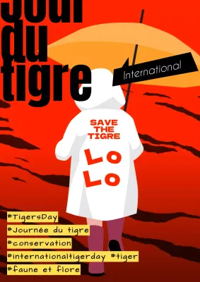 (Premium) Promouvoir la Journée mondiale du tigre sur fond orange