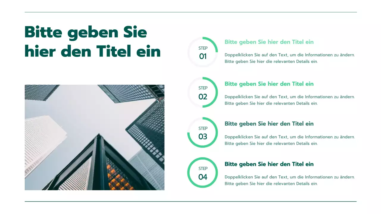 Präsentation mit verschiedenen Diagrammen in grünen Farbverläufen