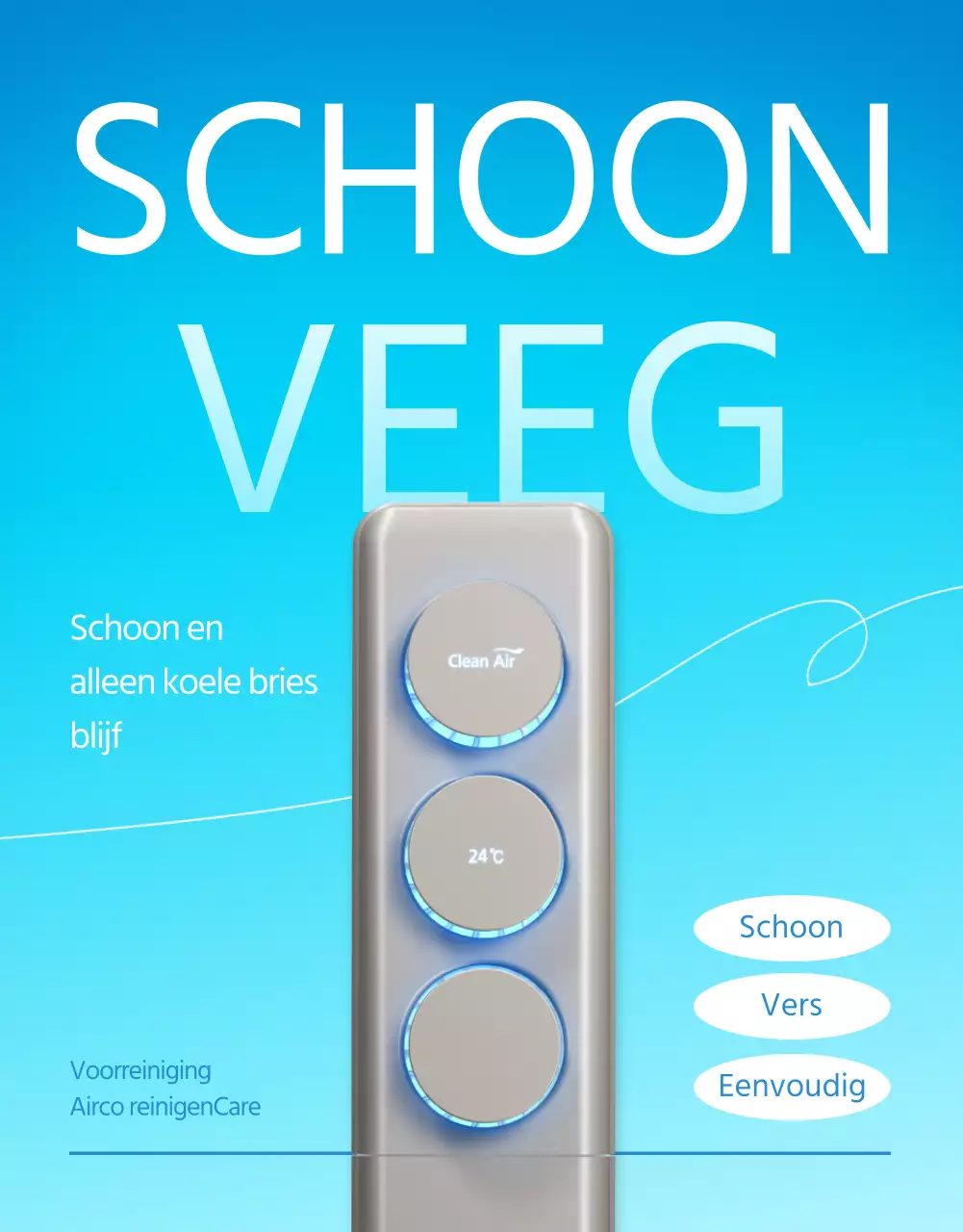 Hemelsblauwe koele airconditioningreiniging promoten