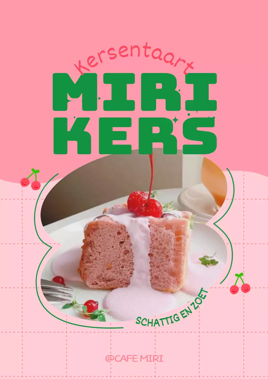 Promoot het menu van je café met een schattig roze en groen frame