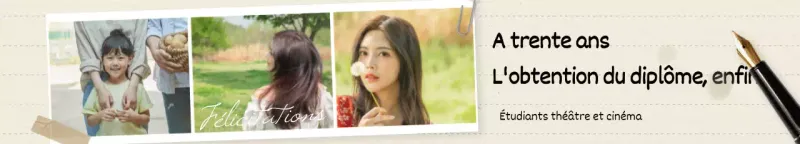 Célébrez l'obtention de votre diplôme avec un concept sentimental écrit à la main dans un cadre en trois couleurs.