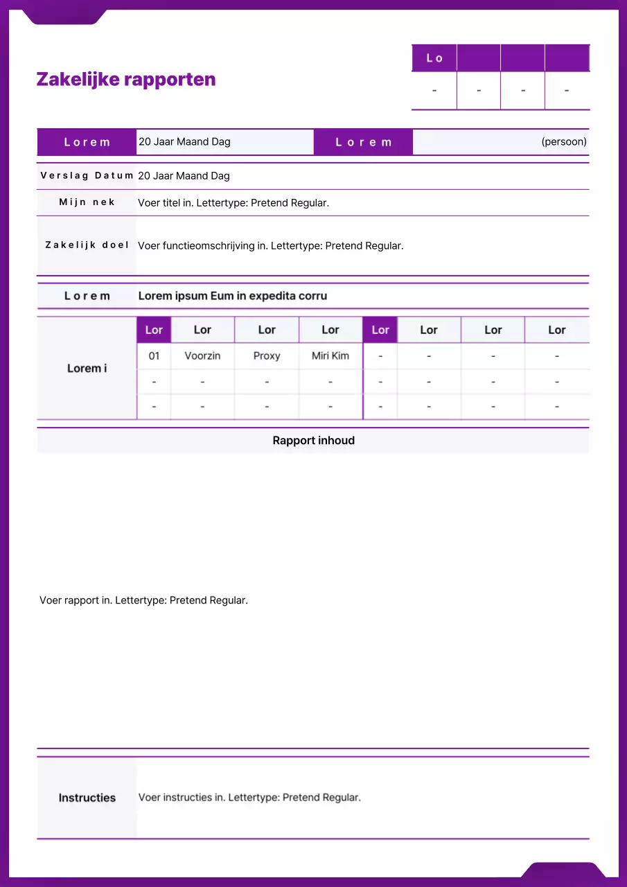 Eenvoudig bestandsconcept in paars en wit voor een werkrapport