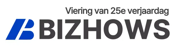 Oprichtend bedrijfslogo met blauwe en grijze symbolen