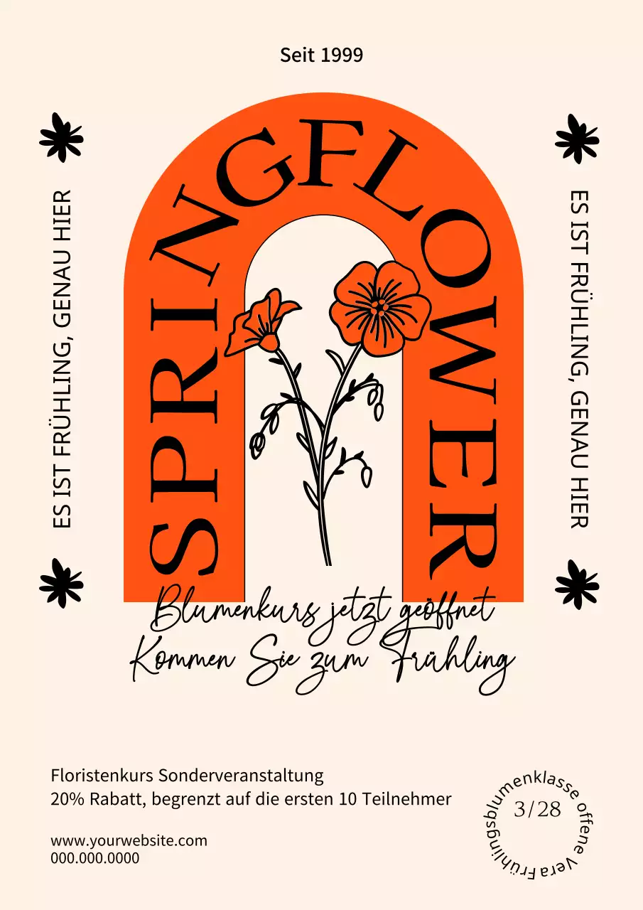 Eine klassische Frühlingsblumenveranstaltung in Beige und Orange