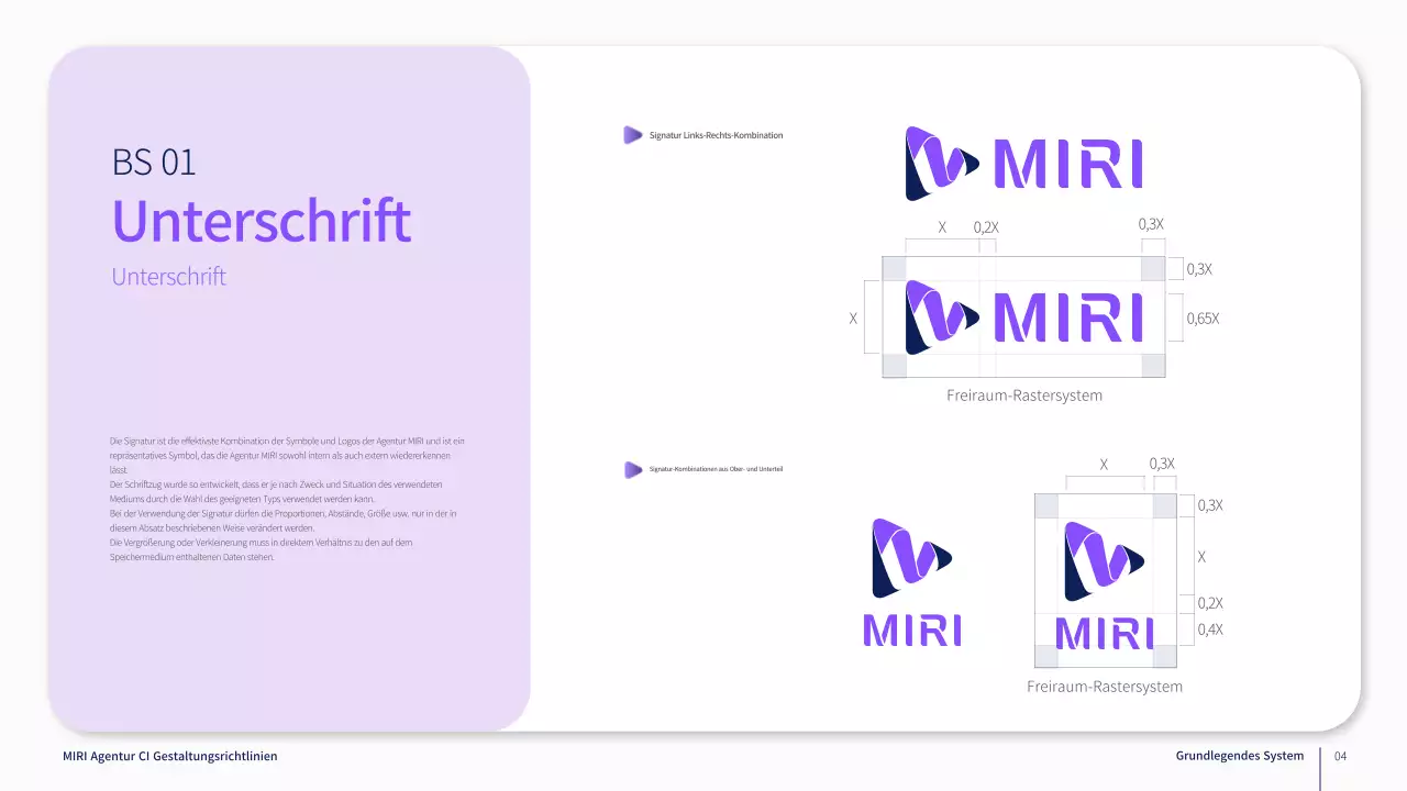 Leitlinien für Unternehmensmarken in Lila