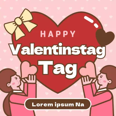 Valentinstag mit süßen rosa Illustrationen und Herzen