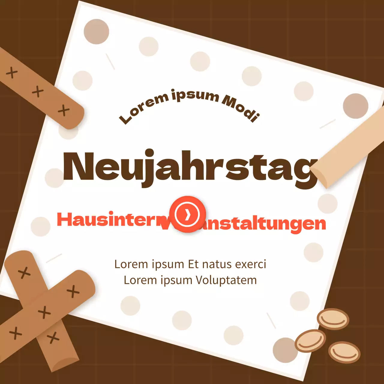 Braune Töne und rote Punkte Neujahrstag In-House Event Athletics Card News