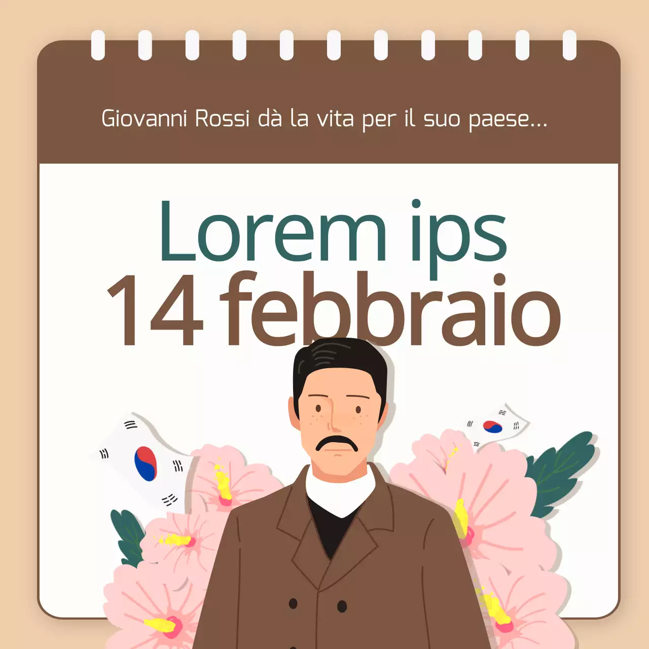 Biglietto in memoria del medico Ahn Jung-geun con sfondo marrone