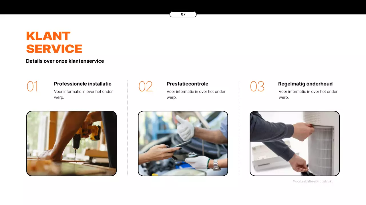 Voorstel voor verhuurservice voor apparaten met oranje elementen