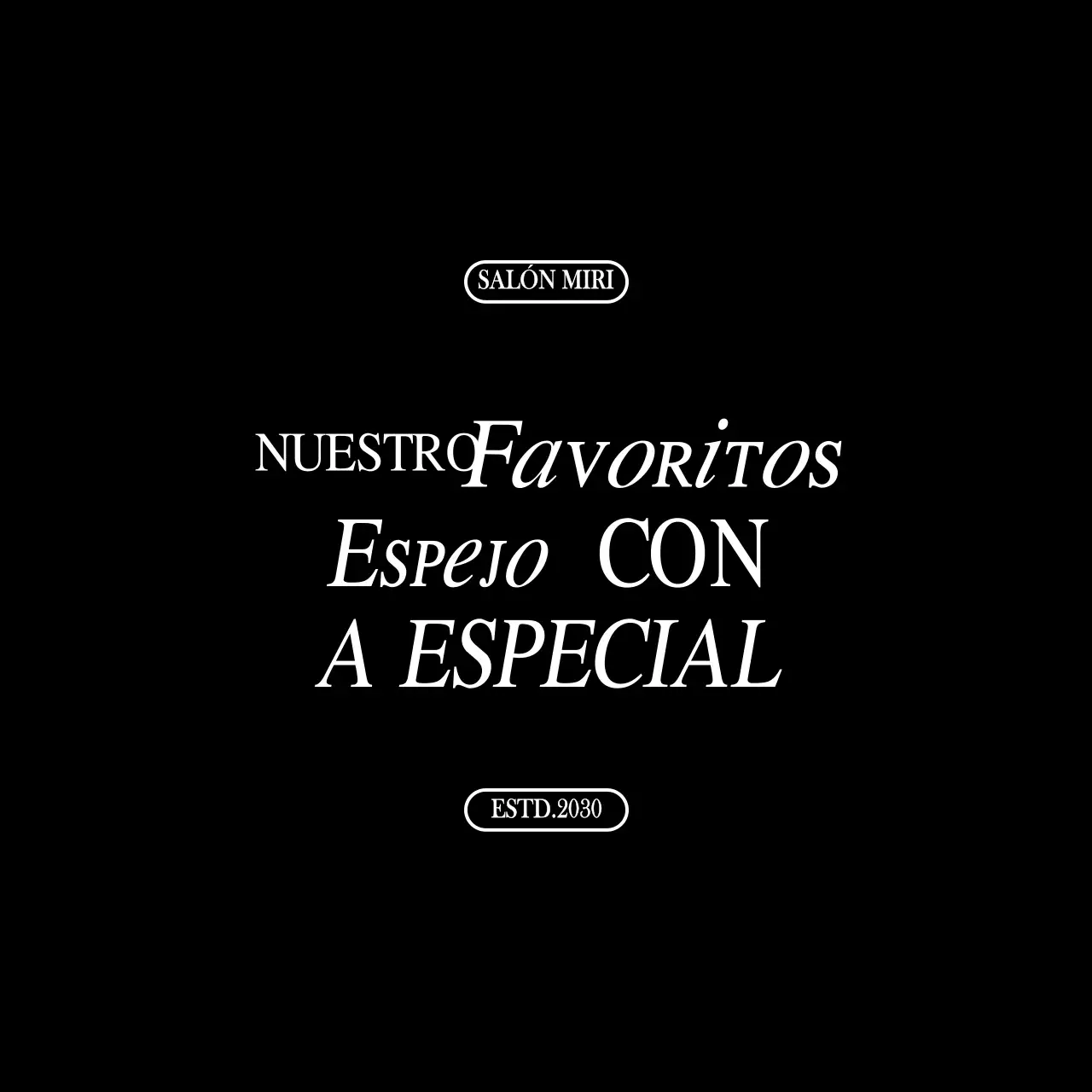 Combinaciones de fuentes de texto sencillas y limpias en blanco y negro para promociones y productos de salones de belleza