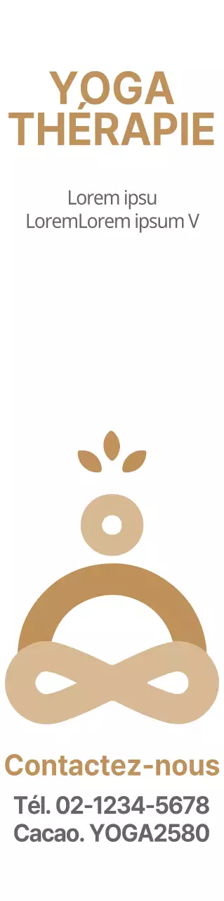 Pour la promotion d'une école de yoga avec un logo simple en beige et marron.