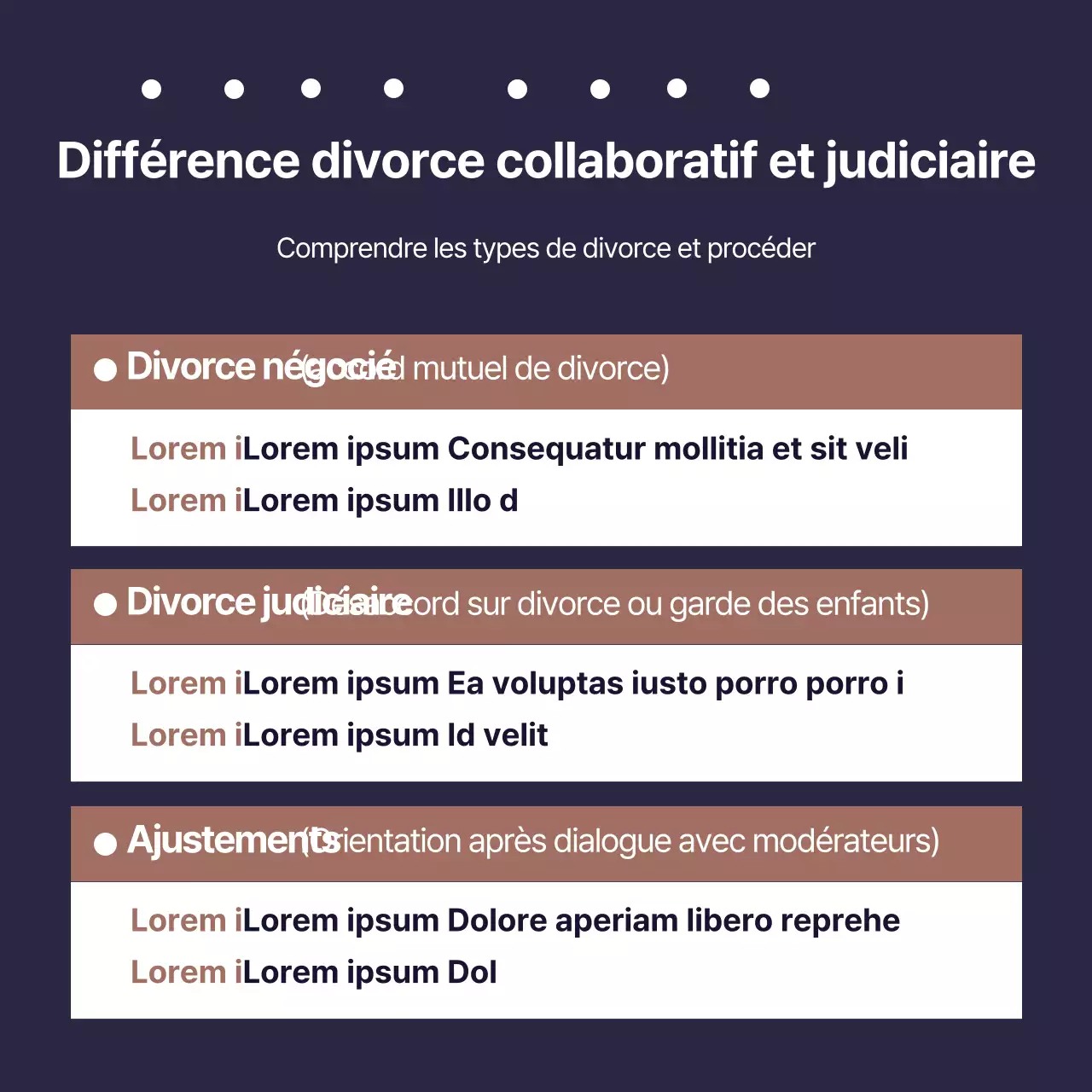 Des conseils juridiques simples en bleu marine, marron et or