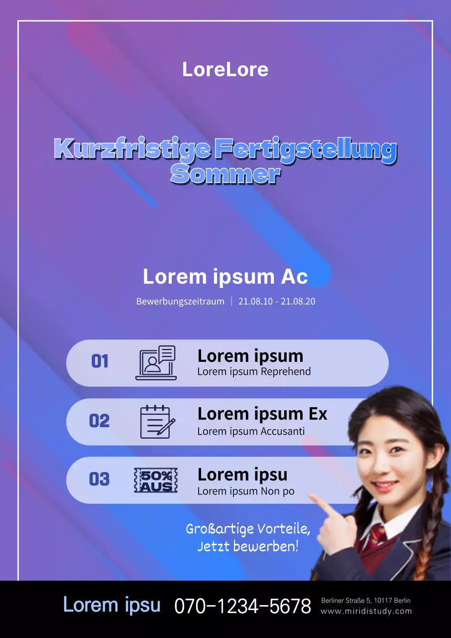 Porträtposter einer besonderen Klasse einer Akademie mit violett getönten Porträts