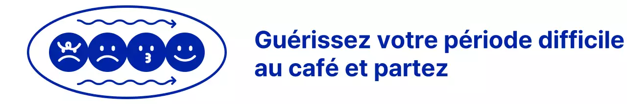 Bleu marine, propre et simple emoji et combinaison de texte style cafe