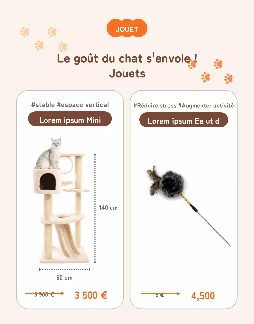 Vente d'un chat orange mignon et bien rangé dans un centre commercial