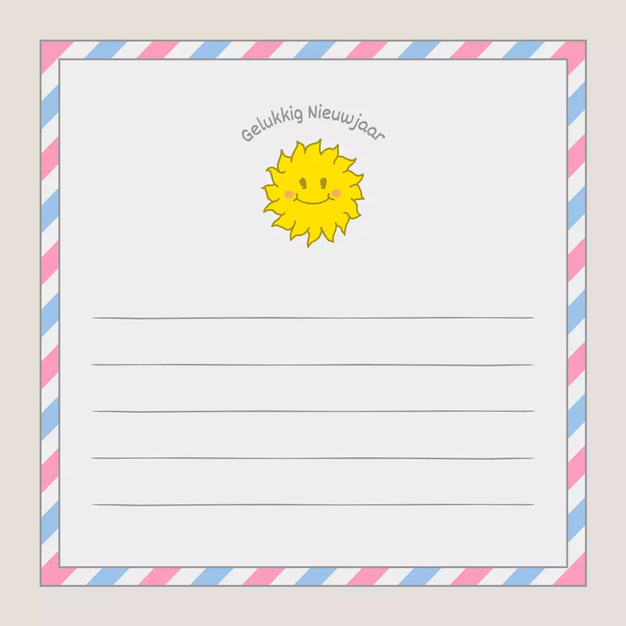 Jaar van het Roze Lucht Blauw Geel Illustratie door Gelukkig Nieuwjaar