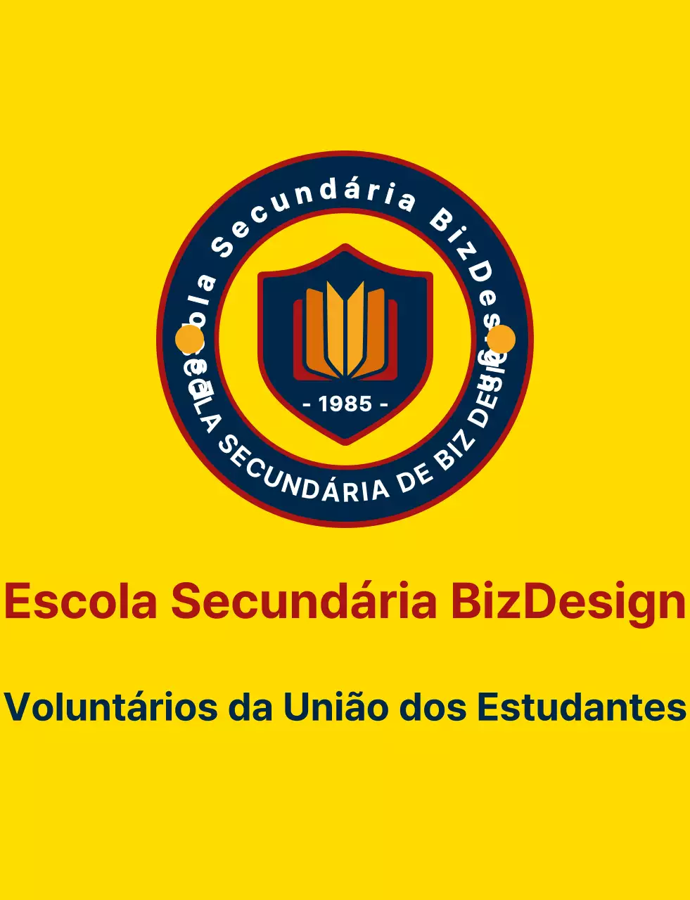 Símbolo de escudo simples e limpo e estilo de combinação de logótipo de emblema em amarelo e azul-marinho-vermelho Organização de serviços governamentais para estudantes do ensino secundário